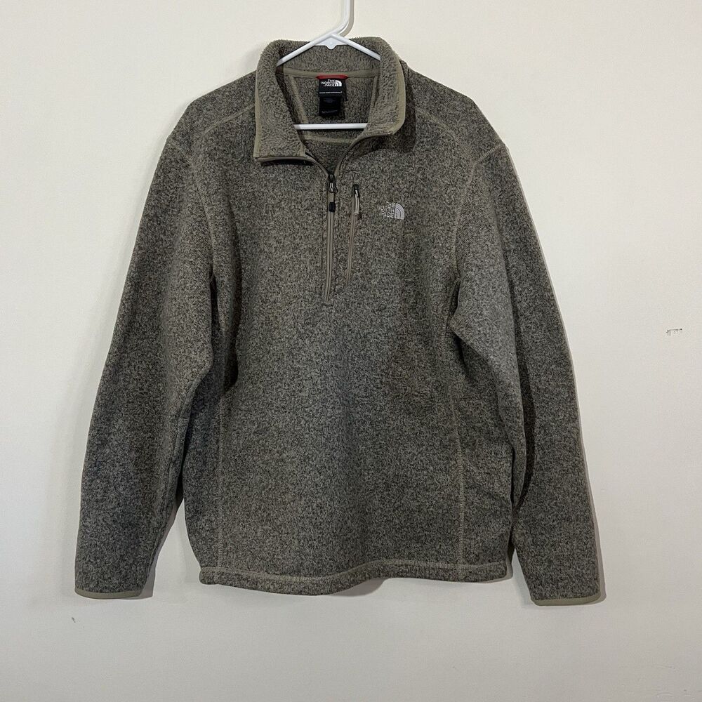 The North Face Jacket Mens XL Gray Sweater Fleece 1/4 Zip Pocket Gorpcore Knit